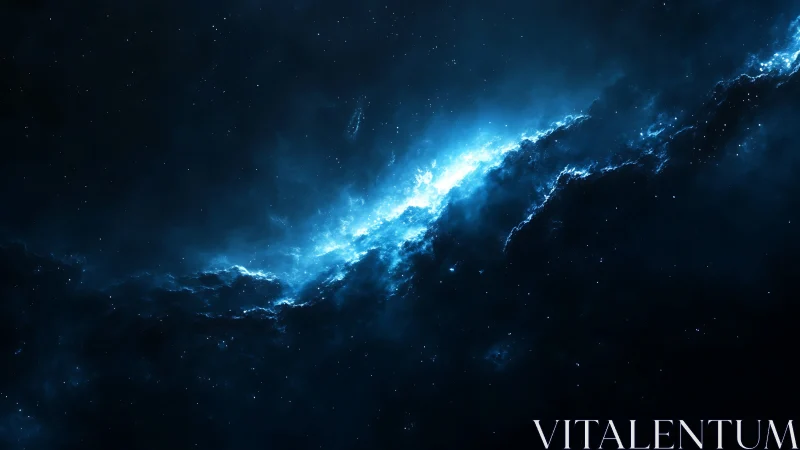 High contrast blue emission nebula band in deep interstellar field