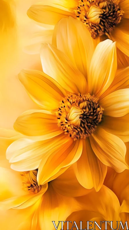 Golden Sunflowers in Warm Luminous Composition