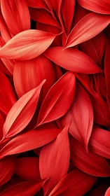 Red tropical leaves overlapping in bold closeup view.