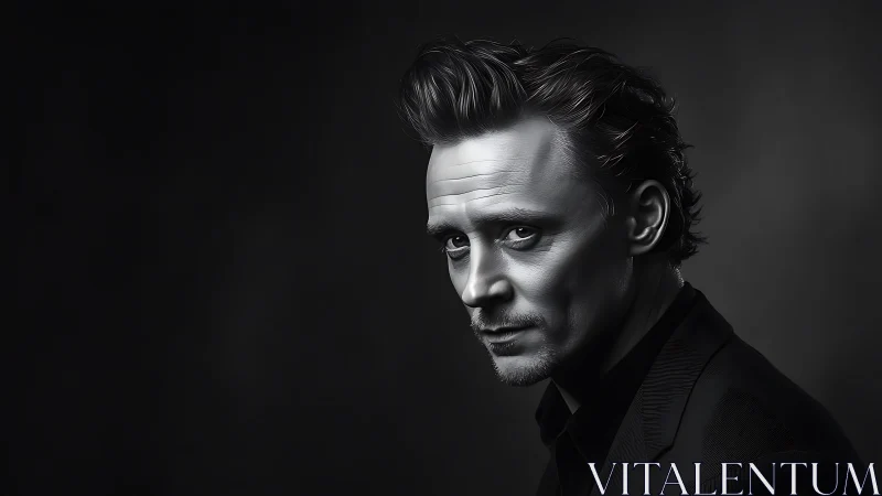 High-contrast monochrome male portrait with sculpted rim lighting