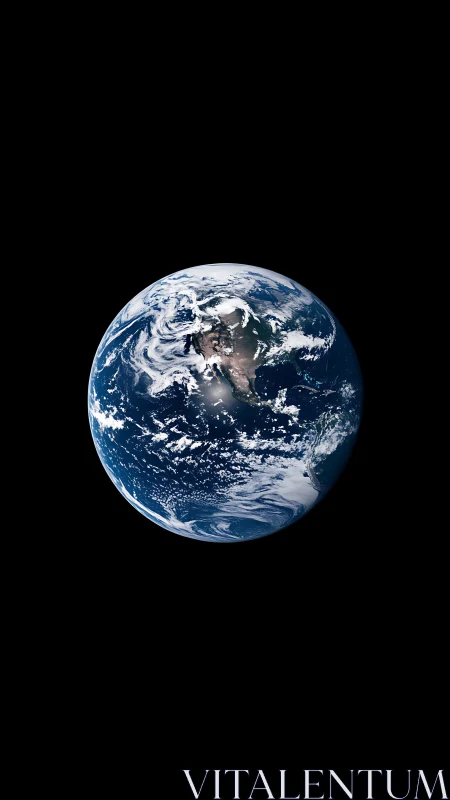 Orbital view of Earth with cloud banding and oceanic albedo patterns