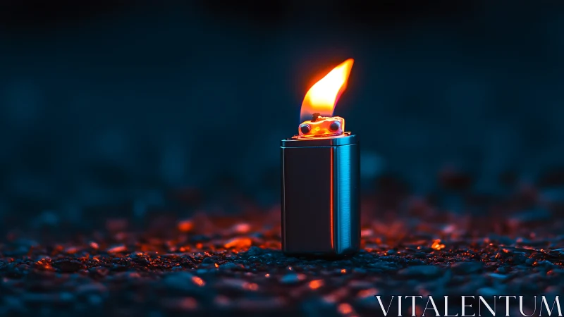 Glowing Flame Dancing Warmly in Twilight Darkness