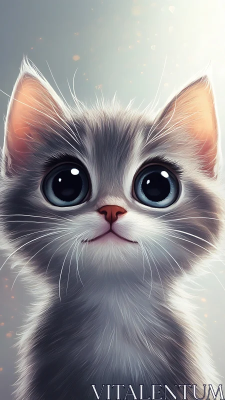 Adorable White Cat with Luminous Blue Eyes.