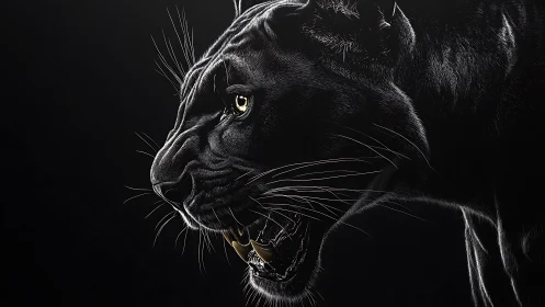 Striking Black Panther Portrait with Golden Eyes
