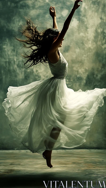 Whirl of silk and shadow as a lone dancer catches the light.