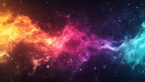 Multicolor plasma nebula stream rendered as high-energy particle flow