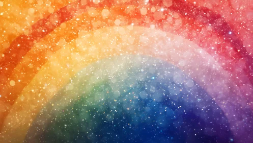 Iridescent bokeh rainbow arc with layered prismatic gradients.