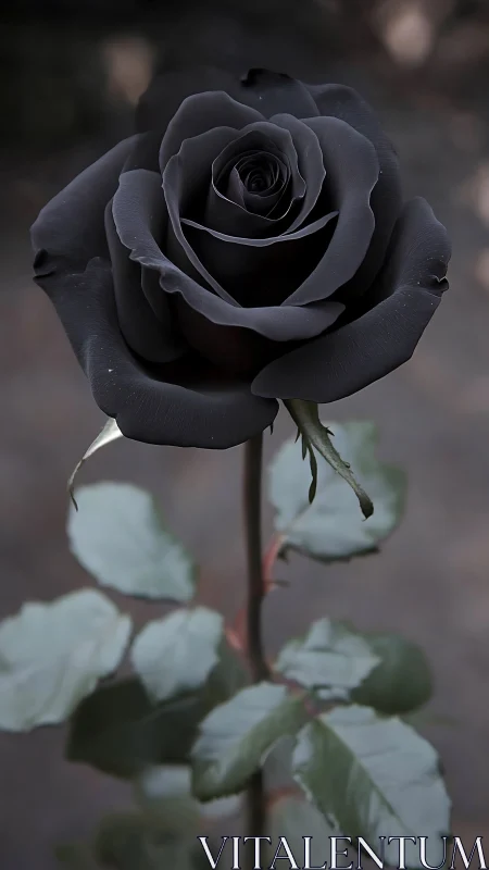 Black Rose with Green Foliage
