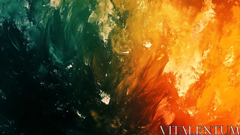Fiery orange and deep teal brushstrokes meet in joyful motion