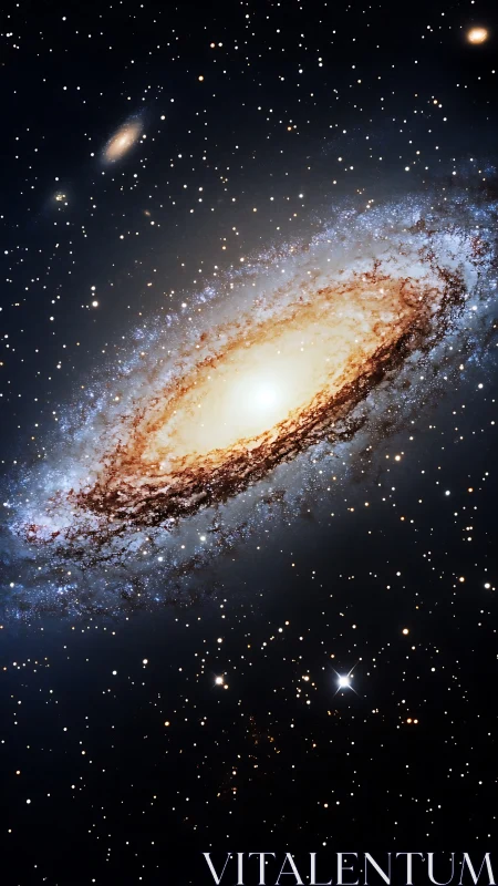 Edge-on spiral galaxy core with dense stellar halo rendered precisely.