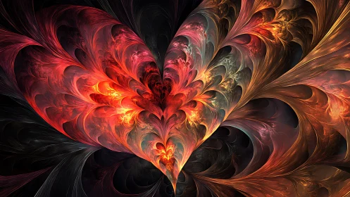 Fractal heart structure with fiery radial symmetry and depth