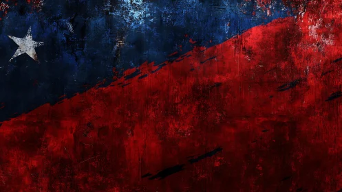 Grunge Chilean Flag Art with Bold Blue, Red, and White Star.