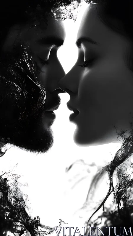 Silhouetted Facial Juxtaposition with Liquid Interference Patterns.