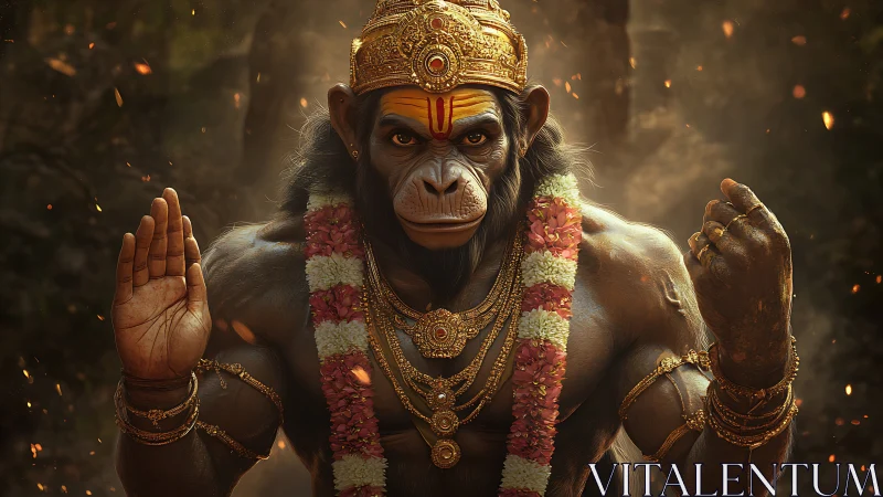 Divine simian warrior avatar radiates power and grace.