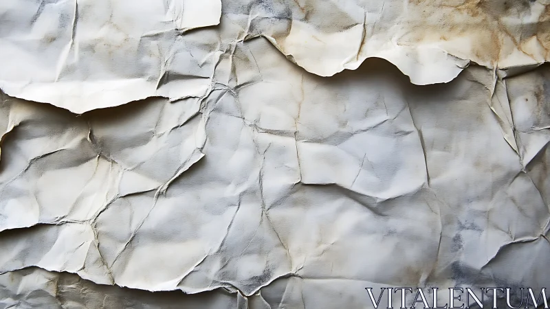 Layered creased paper surface reveals complex relief topology