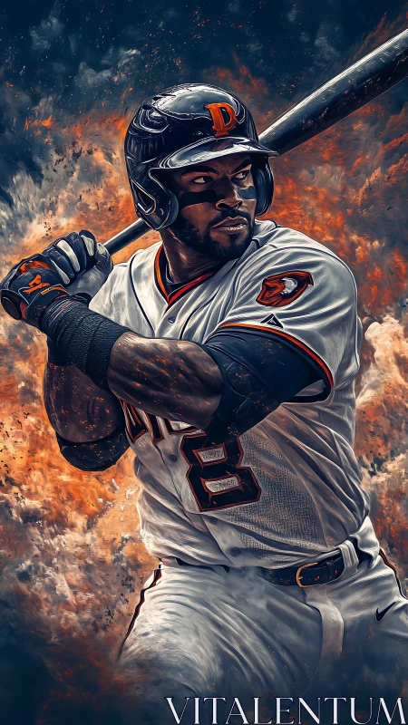 Baseball batter rendered in dynamic digital painting style