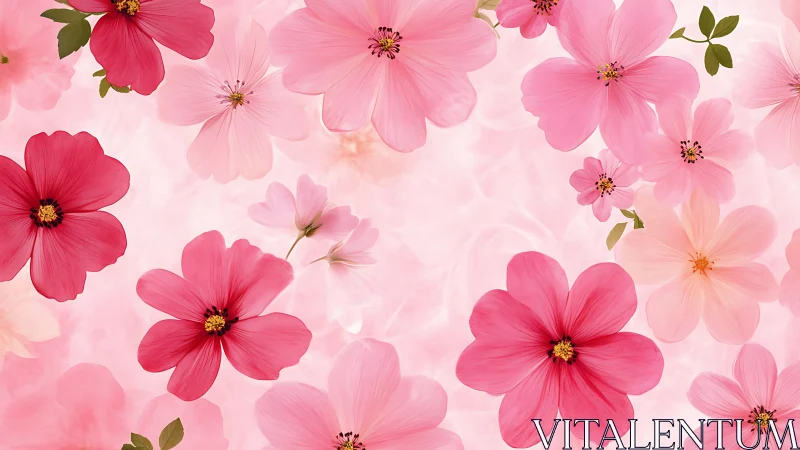 Pink cosmos flowers in soft, layered composition.