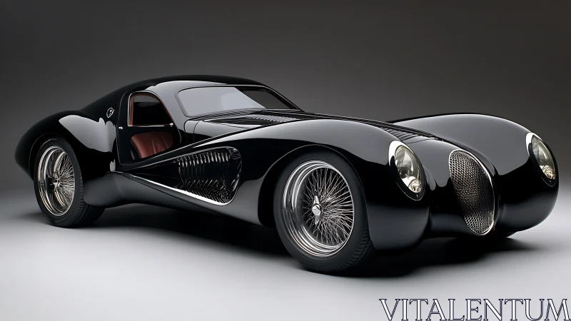 Black concept sports car rendered with reflective bodywork