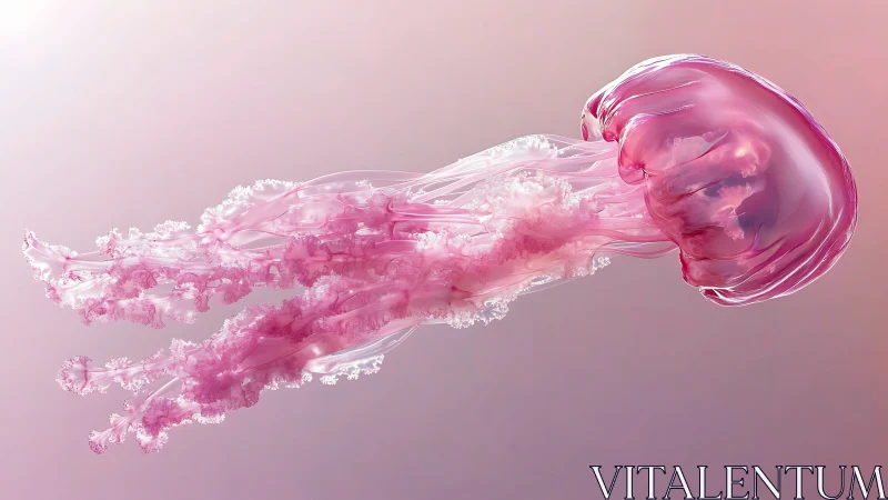 Luminous pink jellyfish gliding through cotton-candy seas.