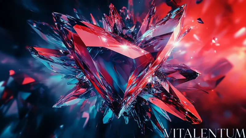 Shimmering crystal heart floating in a swirl of neon light.