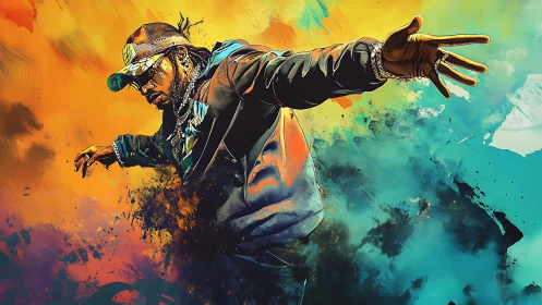 Colorstorm swagger dancer surfing an urban paint explosion.