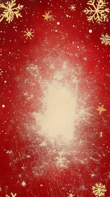 Red grunge Christmas background with golden snowflake border