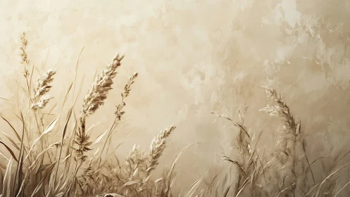 Golden field grasses sway against soft textured backdrop.
