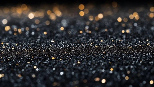 Shimmering Black and Gold Glitter Abstract Background, Bokeh Style.