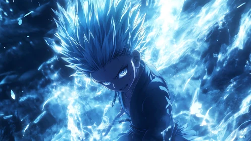 Stormborn prodigy ignites blue energy in furious ascent.