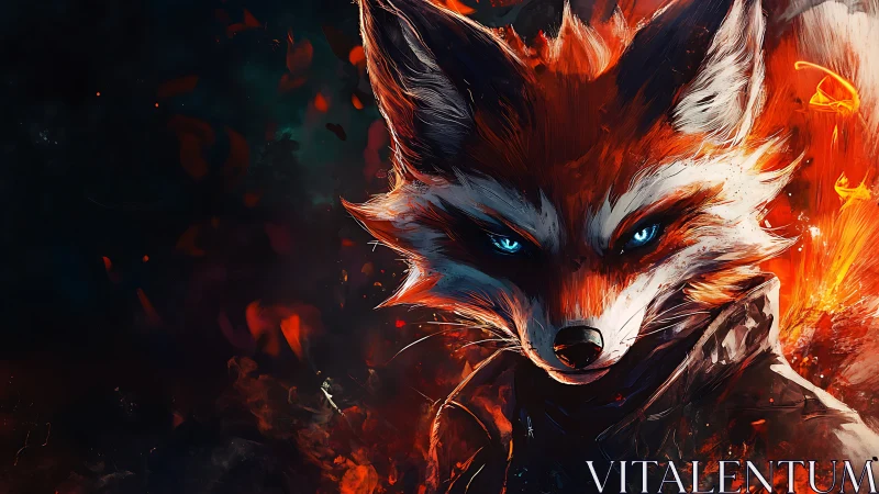Anthropomorphic fox portrait renders blazing chromatic contrast