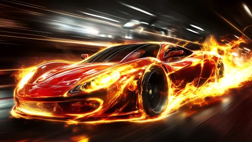 Combustion-traced red hypercar in high-velocity tunnel sprint.