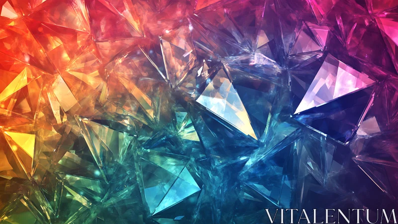 Vivid Abstract Crystal Pattern with Colorful Geometric Facets.