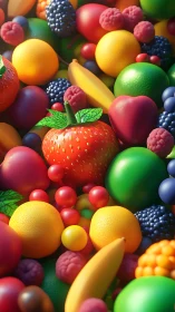 Candy-bright fruit carnival with glossy orchard daydreams.