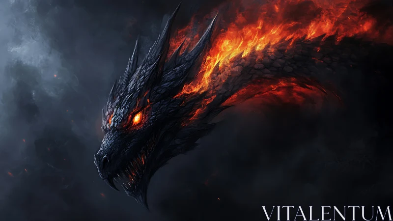 Volcanic drake profile with incandescent plasma crest flare.