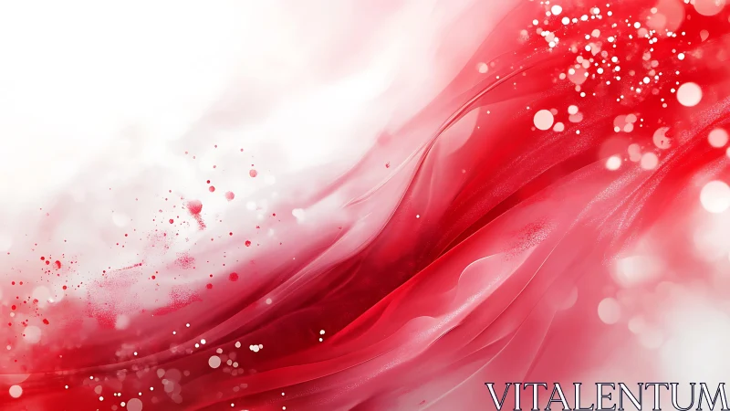 Abstract Red and White Flowing Wave with Light Particle Effects.