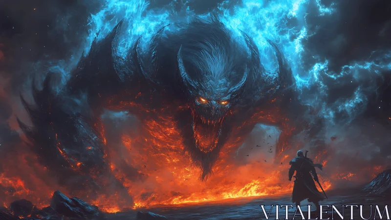 Fiery titan of flame and storm meets lone wandering hero.