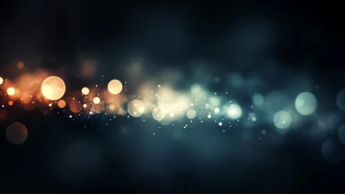 Abstract glowing bokeh lights on dark background, digital art style.