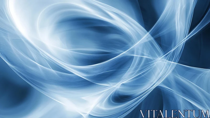 Dynamic Blue and White Abstract Waves Digital Art Background.