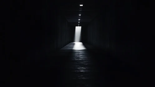Blade of light slices through a cavernous shadowed corridor.