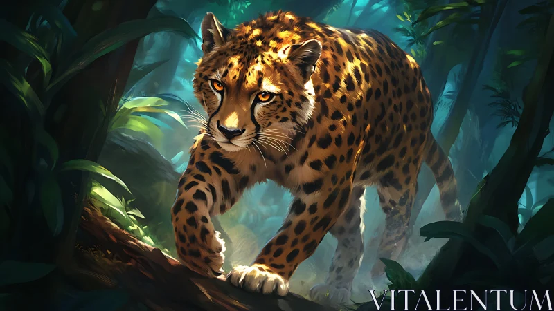 Leopard Stalks Through Jungle Canopy.