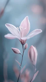 Single pale flower stem is rendered in soft macro focus
