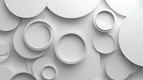 Layered circular white forms in abstract geometric layout.