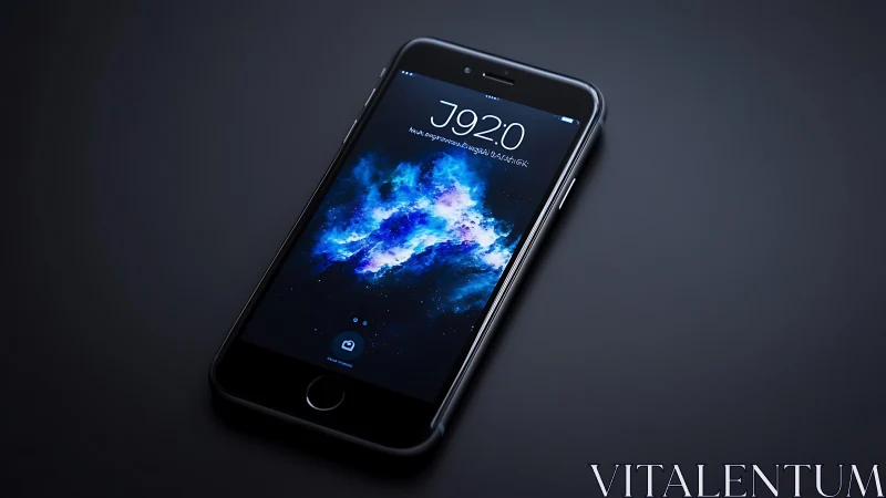 iPhone Lock Screen Display: Blue Luminescent Nebula Wallpaper at 19:20.