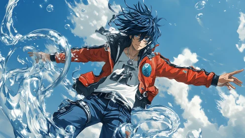 Sky-dancing water mage bends clouds into liquid ribbons