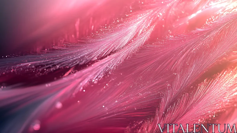 Shimmering pink feather streams bathed in soft cosmic glow.