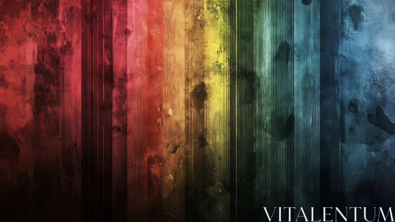 Spectral corrosion across vertically banded grunge panels.