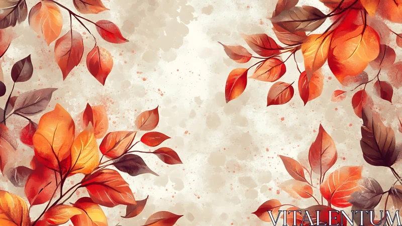 Autumn branches frame central blank space with warm foliage