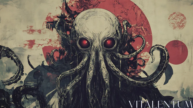 Eldritch cephalopod deity stares back through bleeding suns