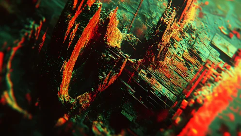 Glowing fractal metropolis collapses in molten neon light.