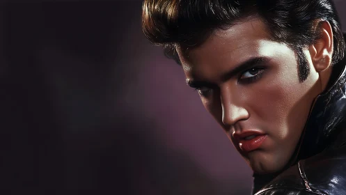 Moody leather clad portrait with vintage rockstar charm.